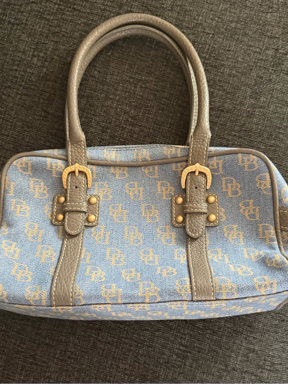 Vintage Dooney & Bourke Barrel Handbag Monogram Print